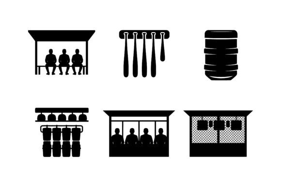 Baseball Dugout Vector Silhouette Set