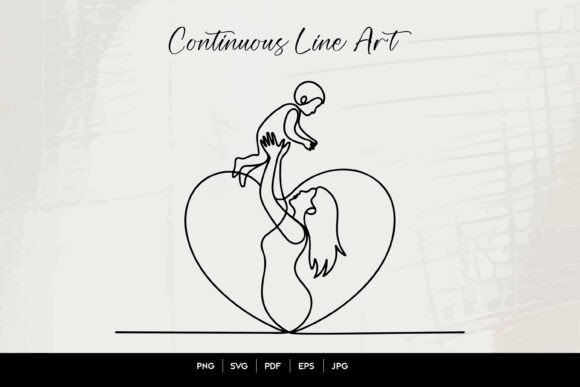 Mother and Baby Line Art