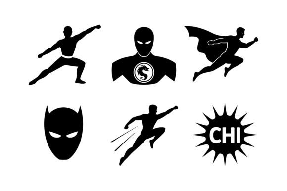 Superhero Action Vector Silhouette Set