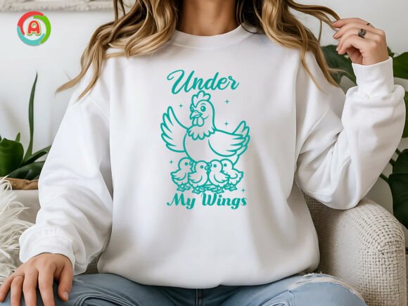 Under My Wings, Cute Chicken Mom SVG