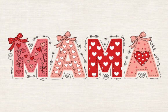 Valentine Bow Heart Mama SVG